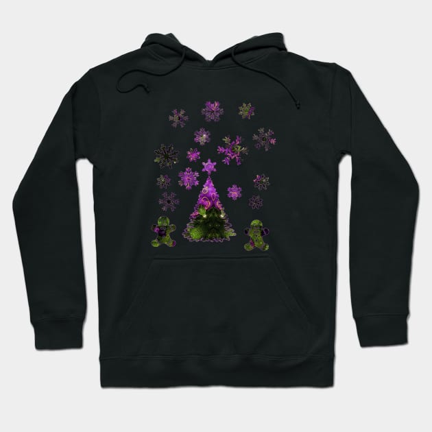 Kaleidoscope Christmas Green and Purple Hoodie by Mazz M